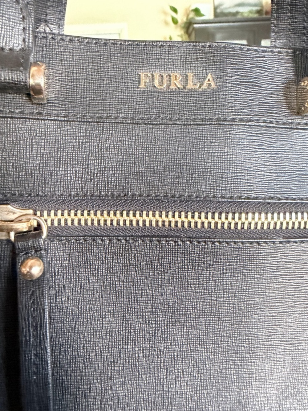Furla Ginevra Leather Satchel in Onyx with Gold Hardware - Picture 10 of 11